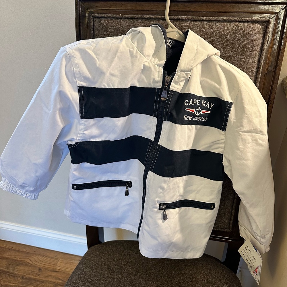 Kids Windbreaker Cape May Nautical Jacket Water Repellent Hooded Fleece Lined